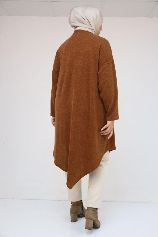 58144 Büyük Beden Hakim Yakalı Mir Tunik - Taba - 3