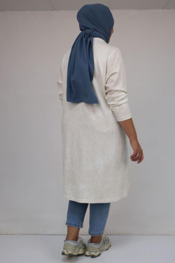 58153 Büyük Beden Basic Batik Modal Tunik - Batik Ekru - 2