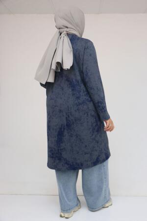58153 Büyük Beden Basic Batik Modal Tunik - Batik İndigo - 2