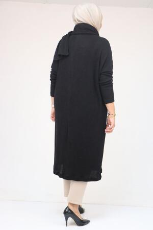58158 Büyük Beden Atkı Modelli Mir Tunik - Siyah - 3