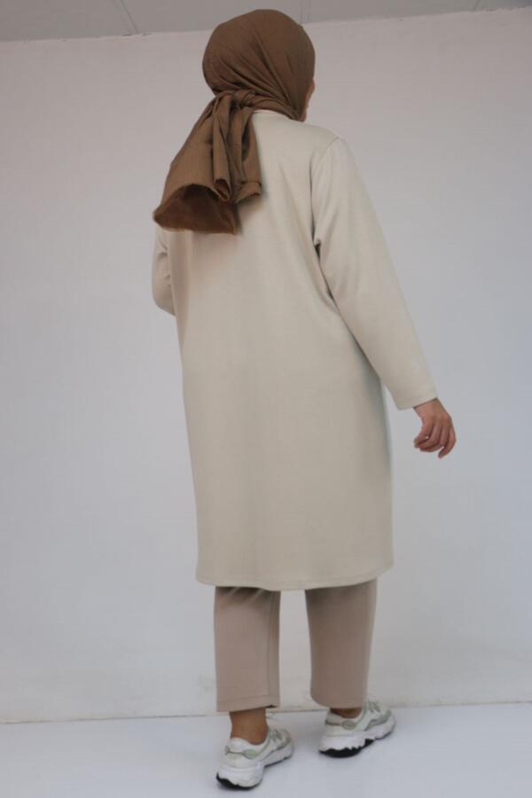 58161 Büyük Beden Basic Modal Tunik - Bej - 3