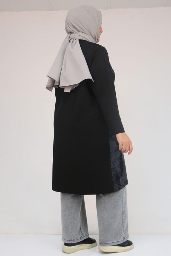 58161 Büyük Beden Basic Modal Tunik - Siyah - 3