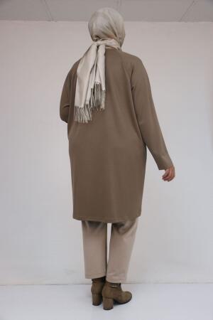 58162 Büyük Beden Garnili Modal Tunik - Vizon - 3