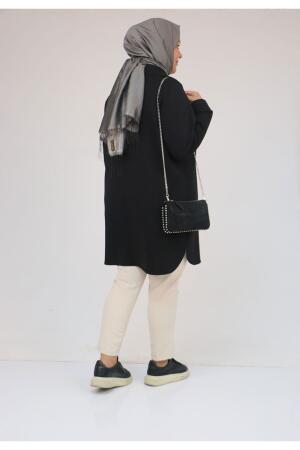 58168 Büyük Beden Erkek Yakalı Çıtçıtlı Modal Tunik - Siyah - 3