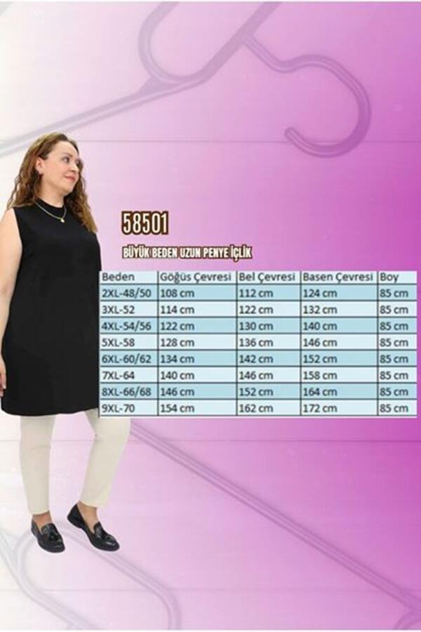 58501 Büyük Beden Hakim Yakalı Penye İçlik - Taba - 2
