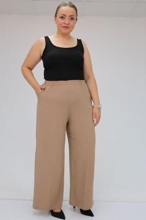 59014 Büyük Beden Beli Lastikli Bolpaça Pantolon - Vizon - 2