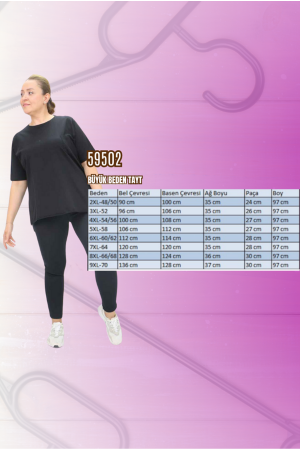 59502 Büyük Beden Tayt - Siyah - 2