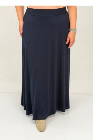65001 Büyük Beden Basic Penye Etek - Lacivert - 