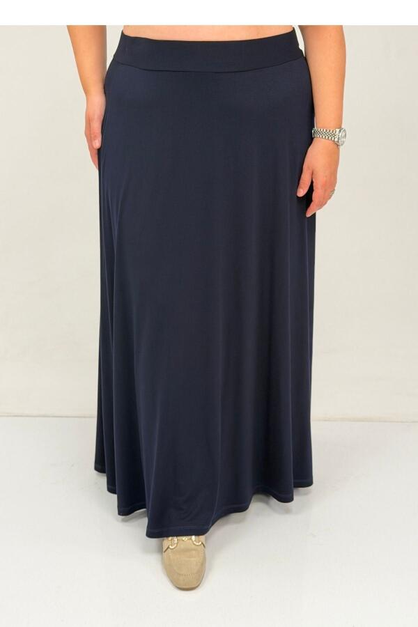 65001 Büyük Beden Basic Penye Etek - Lacivert - 1