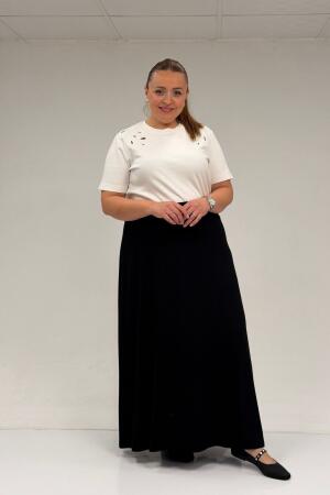 65001 Büyük Beden Basic Penye Etek - Siyah - 