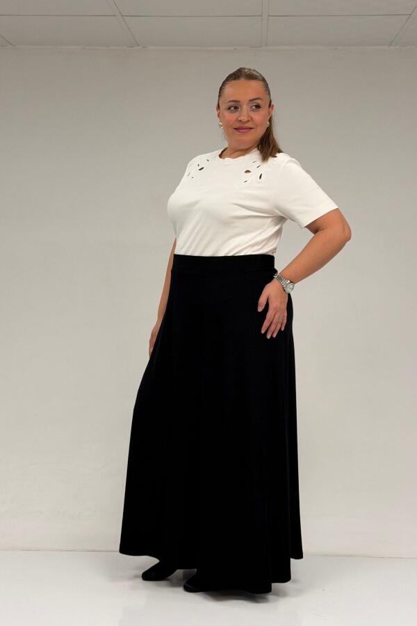 65001 Büyük Beden Basic Penye Etek - Siyah - 2