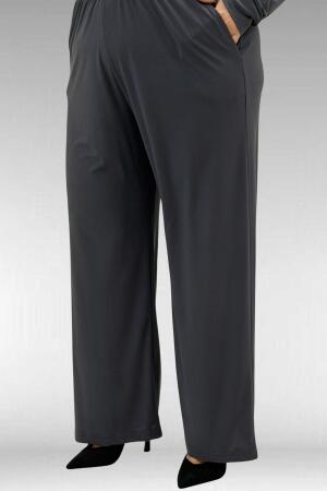 67022 Büyük Beden Omzu Taş Detaylı Sandy Pantolonlu Takım - Antrasit - 4