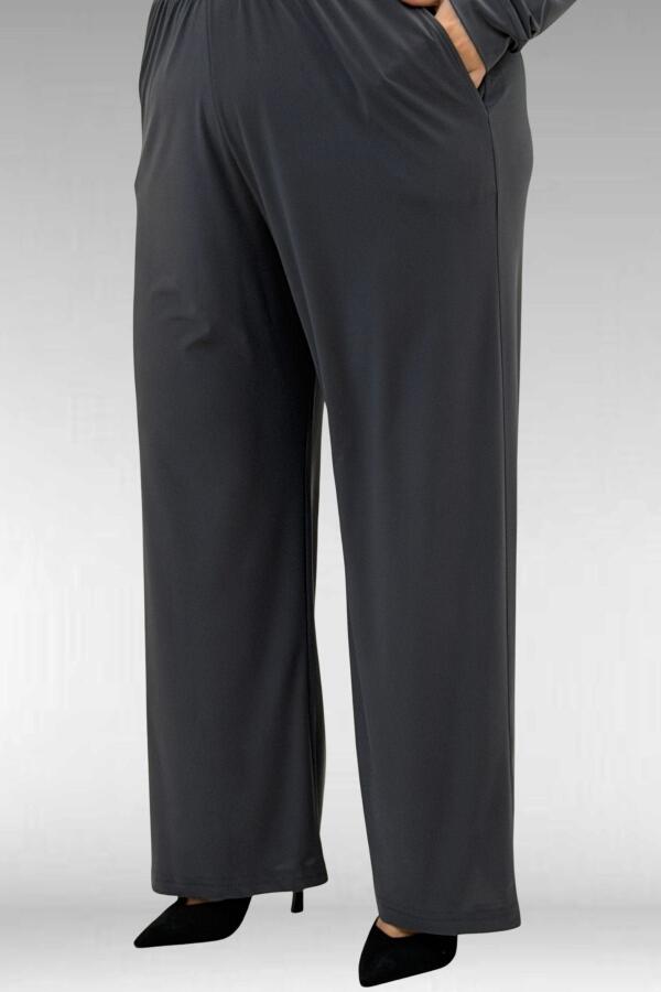 67022 Büyük Beden Omzu Taş Detaylı Sandy Pantolonlu Takım - Antrasit - 4
