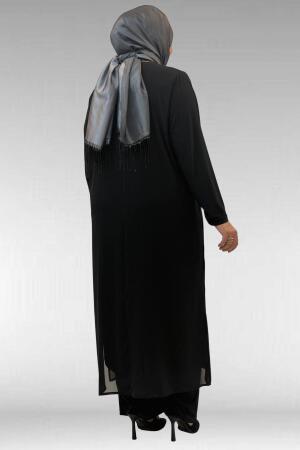 67024 Büyük Beden Sandy-Şifon Elbise - Siyah - 3