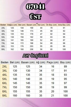 67041 Büyük Beden Düğme Detaylı Penye Pantolonlu Takım - Mürdüm - 2