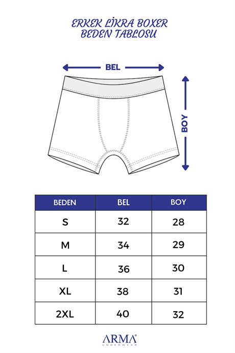 6'lı Paket Erkek Pamuklu Likralı Esnek Kumaş Renkli Boxer - 8