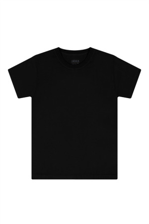 6'lı Paket Sıfır Yaka Erkek Çocuk Siyah Tişört Kısa Kollu %100 Pamuk - 2