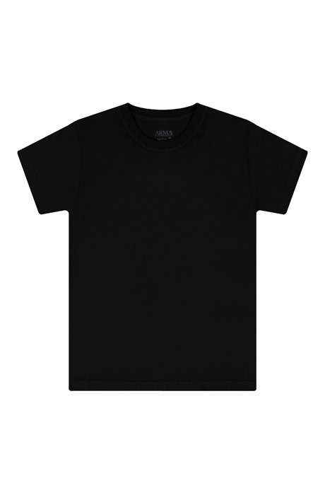 6'lı Paket Sıfır Yaka Erkek Çocuk Siyah Tişört Kısa Kollu %100 Pamuk - 2