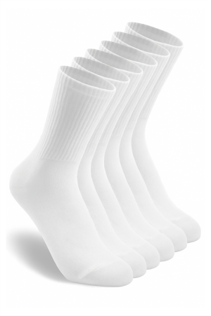 6'lı Unisex Pamuklu Düz Beyaz Tenis Çorap Seti Soket Boy - 1