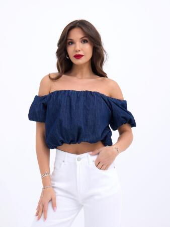 7341 CROP-MAVİ - ANGELINO BuyukBedeniz