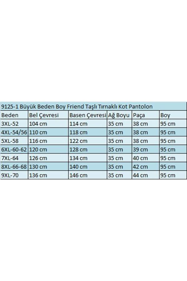 9125-6 Büyük Beden Boy Friend Kot Pantolon -Kar Yıkama Siyah - 2