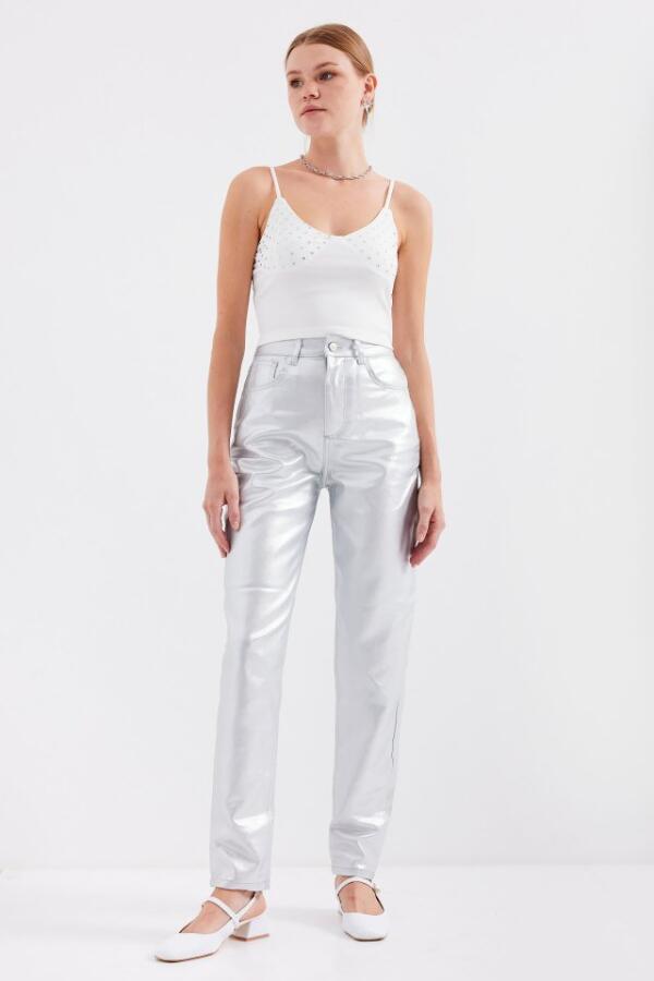 918 İp Askılı Crop Top - Beyaz - 2
