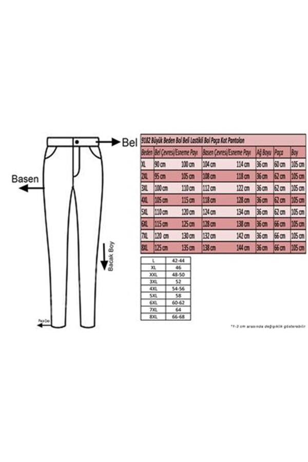 9182-6 Büyük Beden Beli Lastikli Bolpaça Kot Pantolon - Koyu Lacivert - 2
