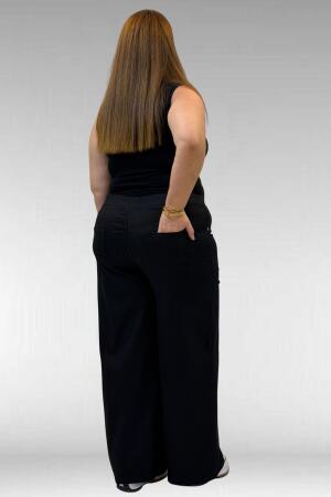 9182-9 Büyük Beden Beli Lastikli Bolpaça Kot Pantolon - Siyah - 3