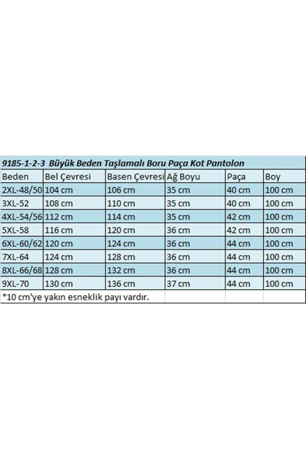 9185-4 Büyük Beden Taşlamalı Boru Paça Kot Pantolon -Kar Yıkama Gri - 2