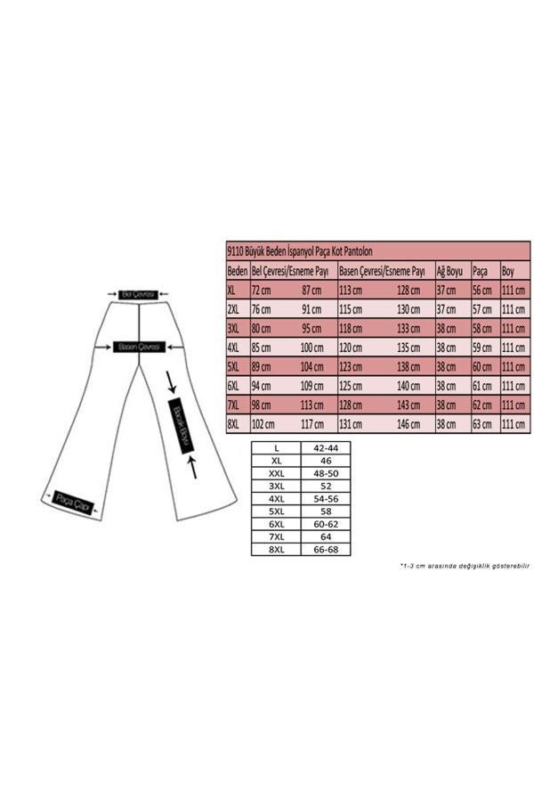 9203-1 Büyük Beden Kemerli Paçası Taş Detaylı Kot Pantolon - Buz Mavi - 2