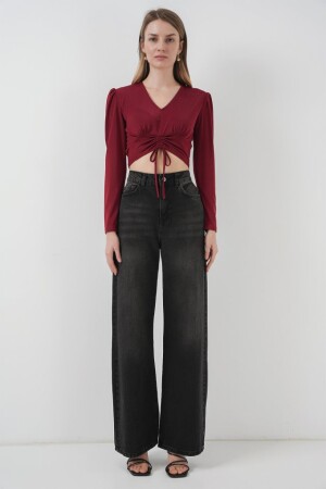 936 Sandy Crop Bluz - Bordo - 2