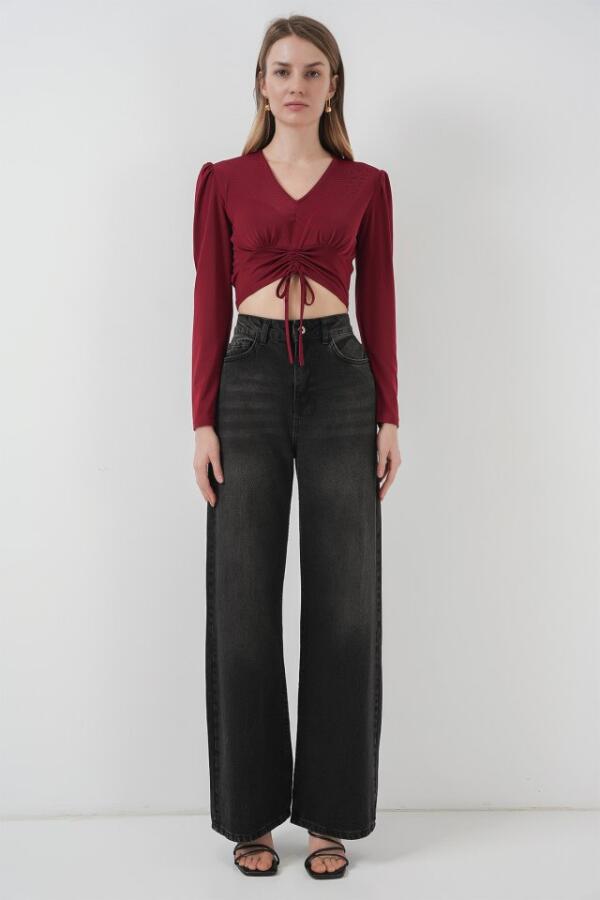 936 Sandy Crop Bluz - Bordo - 2