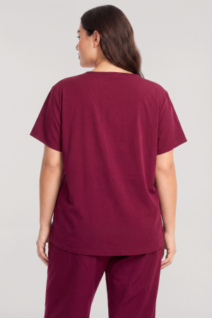 Akbeniz Büyük Beden Düğmeli Kısa Kollu Pijama Takımı Vişne - 3