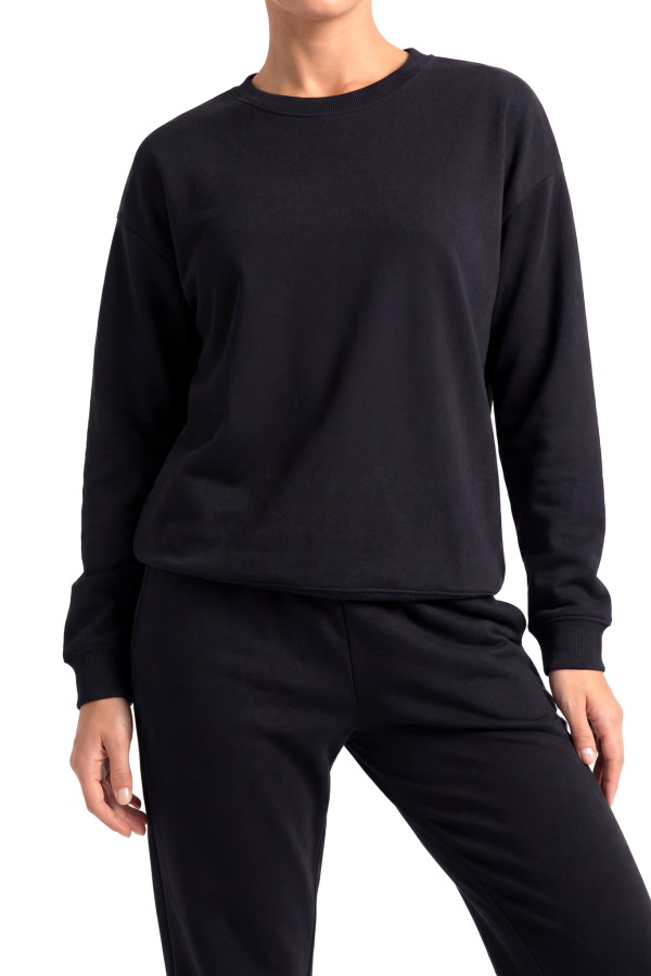 Kadın Basic Sweatshirt Eşofman Takımı – Siyah - 2
