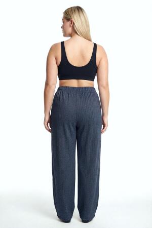 Kadın Lacivert Büyük Beden Cepli Pijama Altı - 3
