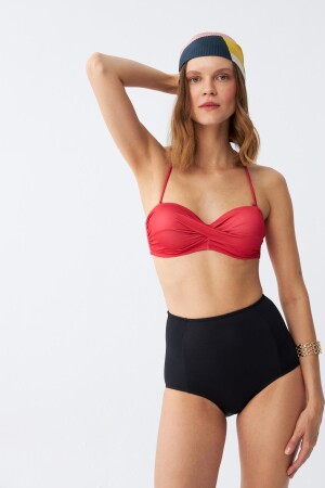 Akbeniz Kadın Straplez Kırmızı Yüksek Bel Bikini Takımı - 3