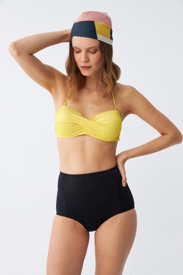 Akbeniz Kadın Straplez Sarı Yüksek Bel Bikini Takımı - 3
