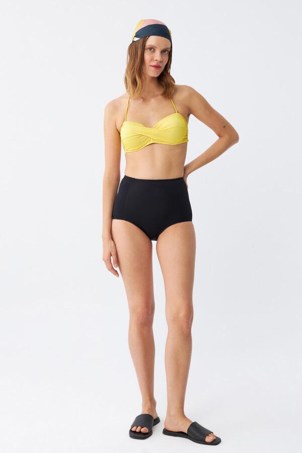 Akbeniz Kadın Straplez Sarı Yüksek Bel Bikini Takımı - 4