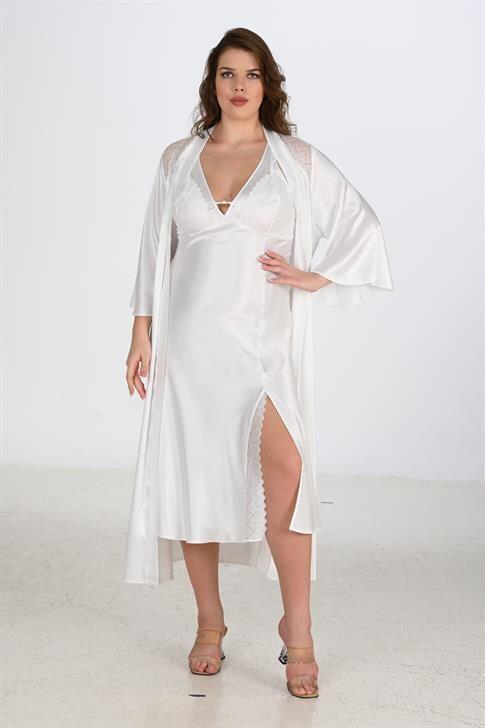 Angelino 2li Ekru Sabahlık Takımı Bigsize 6224 - 1