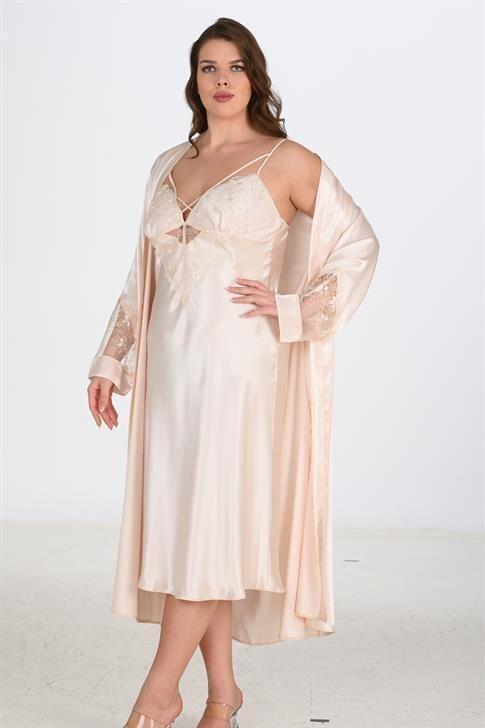 Angelino 2li Fildişi Sabahlık Takımı Bigsize 6222 - 2