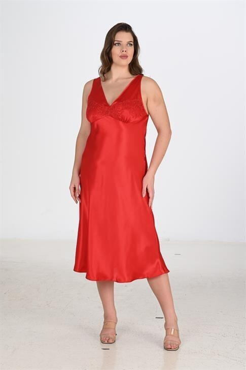 Angelino 2li Kırmızı Sabahlık Takımı Bigsize 6226 - 1