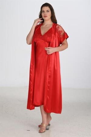Angelino 2li Kırmızı Sabahlık Takımı Bigsize 6226 - 3