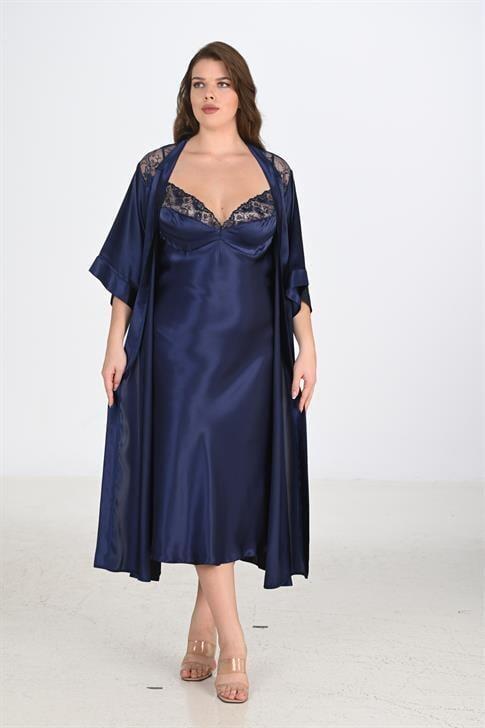 Angelino 2li Lacivert Sabahlık Takımı Bigsize 6228 - 1
