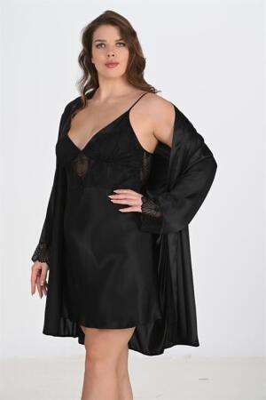 Angelino 2'li Siyah Sabahlık Takımı Bigsize 6213 - 3