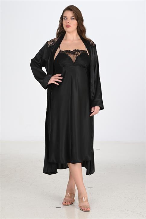 Angelino 2li Siyah Sabahlık Takımı Bigsize 6221 - 1