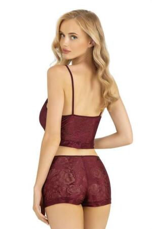 Angelino Bordo Saten Şort Takımı 9219 - 2