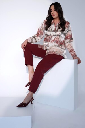 Trend42plus Büyük Beden Batik Desen Pudra Gömlek - 4