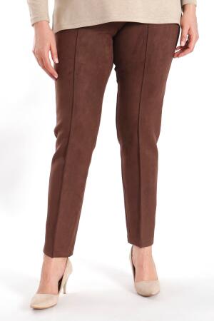 Angelino Büyük Beden Çıma Dikişli Kahverengi Pantolon - Angelino Moda (1)