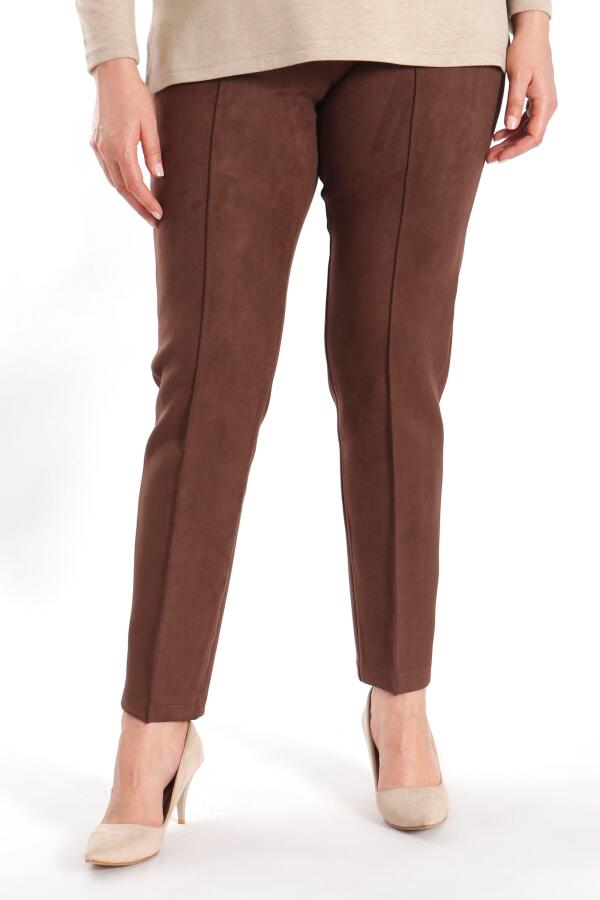 Angelino Büyük Beden Çıma Dikişli Kahverengi Pantolon - 2