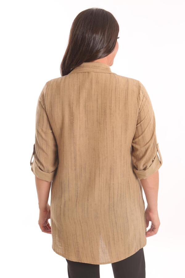 Angelino Büyük Beden Kahverengi Taş Baskılı Allerli Gömlek - 5